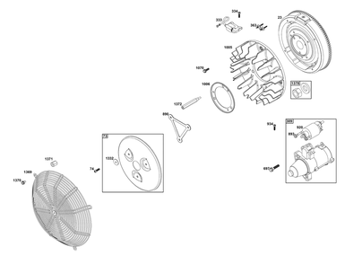 Flywheel, Ignition, And Starter Group Diagram and Parts List for 613277-0010-E1  Briggs and Stratton Engine